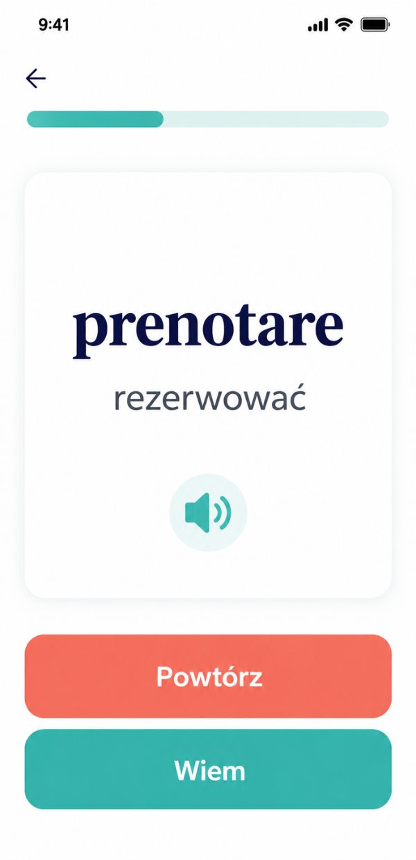 Ćwiczenia ze słówek z lekcji w aplikacji na telefonie